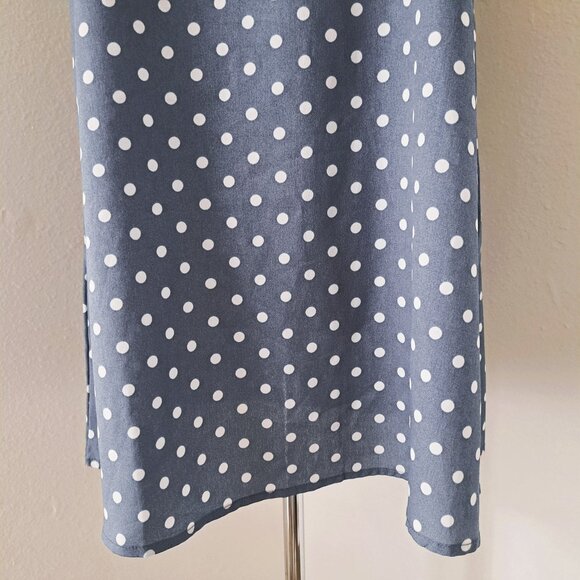 Women Tunic Dress Polka Dots Blue/White Color Only Measurements - Picture 2 of 9